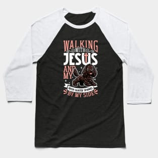 Jesus and dog - Irish Water Spaniel Baseball T-Shirt